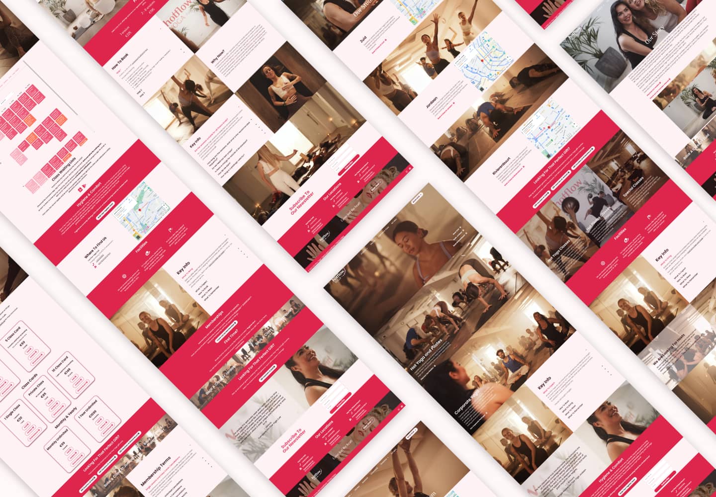 fitness website design layout for Hot Flow Yoga Amsterdam